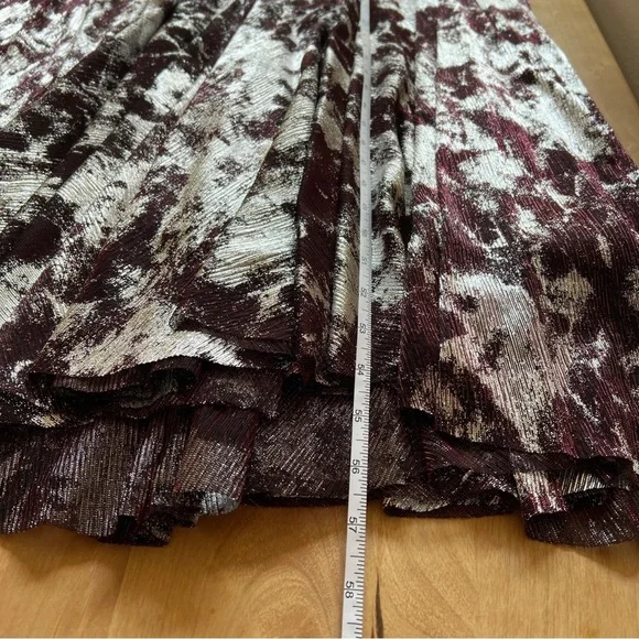 SAMUEL DONG LONG MAXI DRESS GOWN SILVER BURGUNDY REGENCY GLAM WEDDING FORMAL NWT - Picture 9 of 11